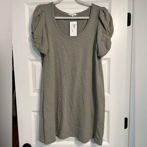 NWT, Z Supply Women’s Lg Dusty Sage Paxton Puff Sleeve Short Sleeve Dress